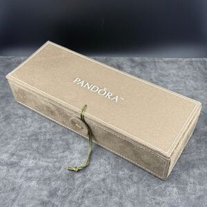 Pandora Brown Suede Travel Jewelry Box with 3 Stackable Inserts Wrap Tie Closure